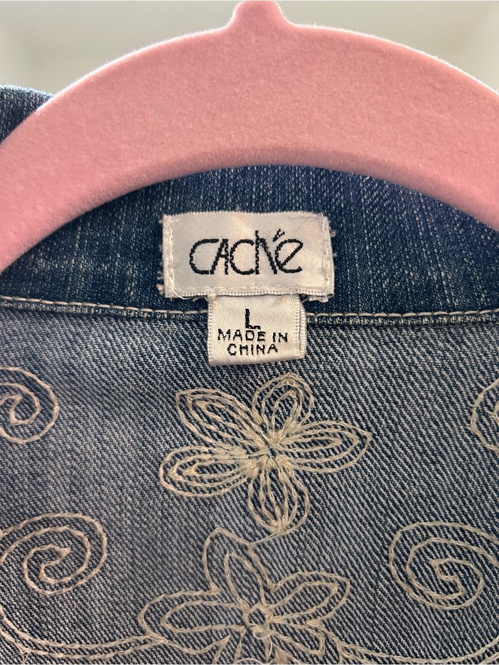 Cache Long Blue Denim Embroidered Jacket - Picture 4 of 6